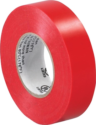 Tape Logic™ 3/4(W) x 20 yds(L) Vinyl Electrical Tape, Red, 10/Pack