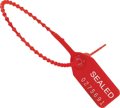 10 Plastic Pull Tight Seal, Red, 1000/Case (SE1017R)