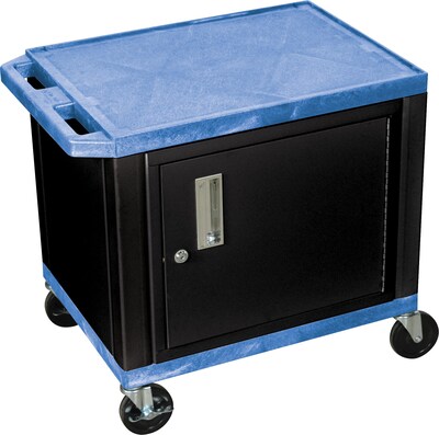 H Wilson 26H 2 Shelves Tuffy AV Carts W/Black Cabinet, Blue