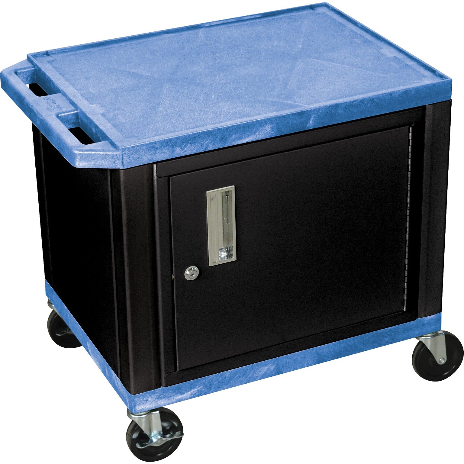 H Wilson 26H 2 Shelves Tuffy AV Carts W/Black Cabinet, Blue