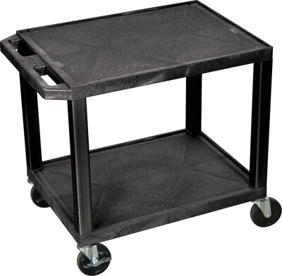 Assorted Publishers Tuffy 2-Shelf Resin Mobile A/V Cart with Swivel Wheels, Black (WT26E)