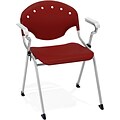 OFM Rico Polypropylene Stack Chair With Arms, Burgundy, 4-Pack, (306-4PK-P17)