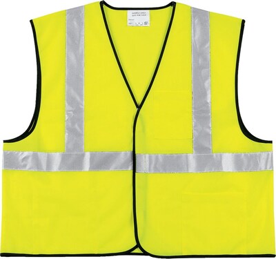 MCR Safety Economy Safety Vest, ANSI Class R2, Lime, 2XL, 1 Each