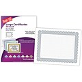 Blanks/USA® 8 1/2 x 11 60 lbs. Offset Large Certificate With Silver Border, White, 50/Pack
