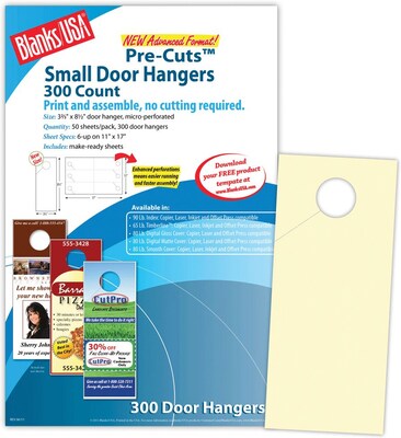 Blanks/USA® 3.67 x 8 1/2 80 lbs. Digital Smooth Cover Door Hanger, Natural, 50/Pack