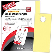 Blanks/USA® Digital Bristol Cover Door Hanger, 3.67 x 8 1/2, Canary Yellow, 50/Pack