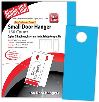 Blanks/USA® 3.67 x 8 1/2 65 lbs. Digital Timberline Cover Door Hanger, Robin Egg Blue, 50/Pack