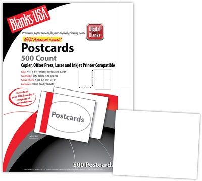 Blanks/USA® Timberline Digital Postcard, 5 1/2 x 4 1/4, Birch White, 125/Pack