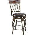 Office Star OSP Designs 24 Faux Grey Antique Frame Leather Cosmo Metal Swivel Bar Stool, Espresso