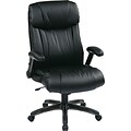 Office Star Work Smart™ Eco Leather High Back Executive Chair With Titanium Padded Flip Arms, Black