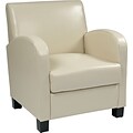 Office Star OSP Designs Eco Leather Club Chair With Espresso Legs, Cream