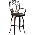 Linon Crested Back PVC Bar Stool; Dark Brown