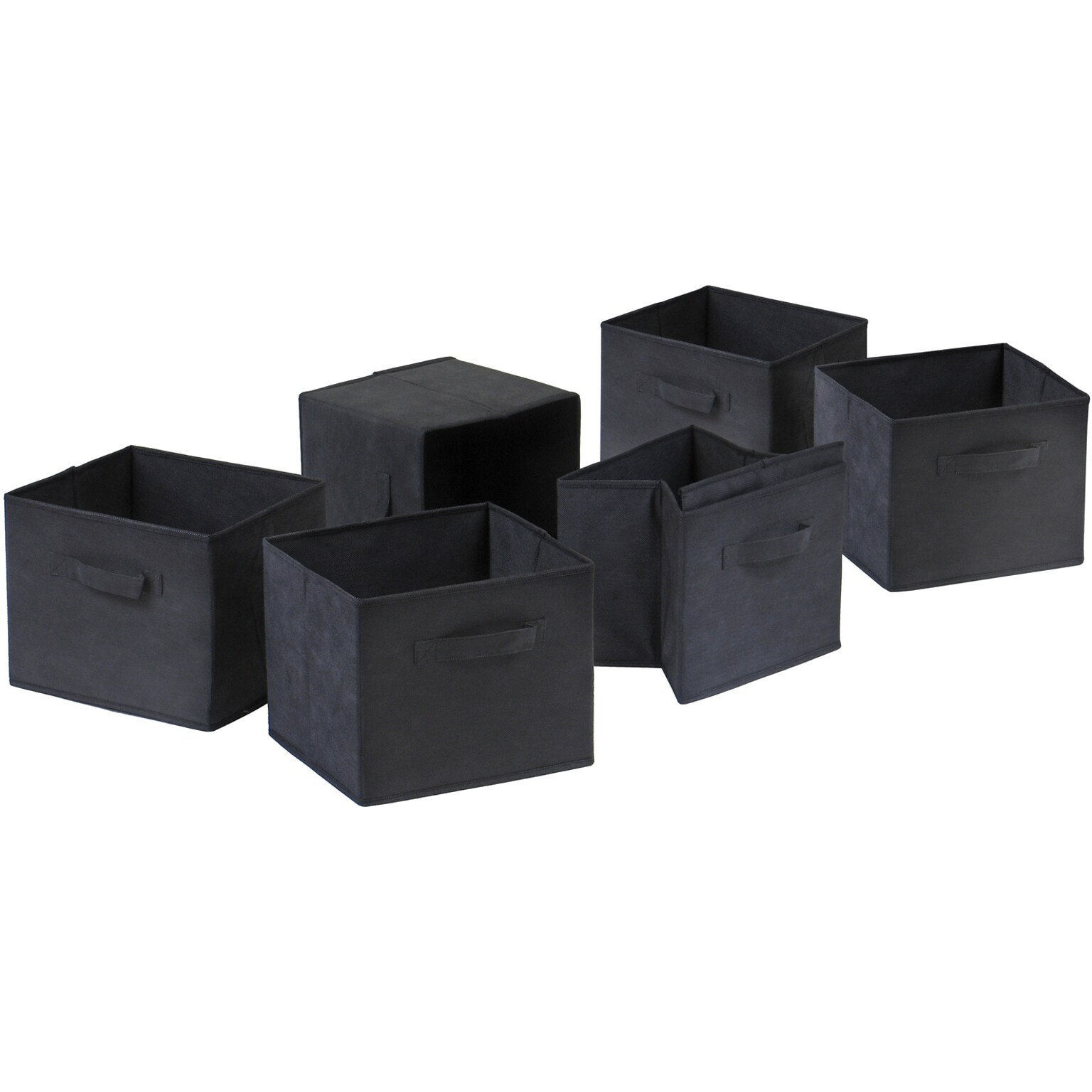 Winsome Capri Foldable Fabric Basket, Black, 6/Pack
