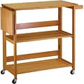 Winsome Wood Foldable Kitchen Cart With Shelves, Light Oak