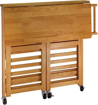 Winsome Wood Foldable Kitchen Cart With Shelves, Light Oak