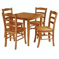Winsome Groveland 29.13 x 29.53 x 29.53 Wood Square Dining Table W/4 Chair, Light Oak, 5 Pieces
