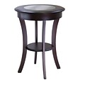 Winsome Cassie 27 x 20 x 20 Composite Wood Round Accent Table With Glass, Cappuccino