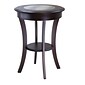 Winsome Cassie 27" x 20" x 20" Composite Wood Round Accent Table With Glass, Cappuccino