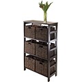 Winsome Granville Wood 7-Pc Storage Shelf With 6 Foldable Corn Husk Baskets, Espresso