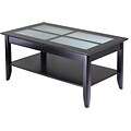 Winsome Syrah 18 x 40 x 22.6 Composite Wood Coffee Table With Frosted Glass, Dark Espresso