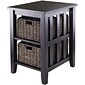 Winsome Morris 25.04" x 20.08" x 16.54" Wood Side Table With 2 Foldable Baskets, Espresso