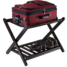 Winsome Reese Wood Foldable Luggage Rack With Shelf, Dark Espresso