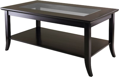 Winsome Genoa 18.03 x 40 x 22.28 Composite Wood Coffee Table With Glass top, Dark Brown