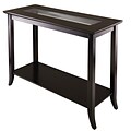 Winsome Genoa 29.92 x 40 x 16.34 Wood Console Table With Glass and Shelf, Dark Brown