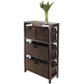 Winsome Granville MDF 5-Pc Storage Shelf With 2 Small and 2 Large Corn Husk Baskets, Espresso