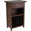 Winsome 40.4 x 26.6 x 15.7 Wood Wine Cabinet With 1-Drawer, Glass Rack, Antique Walnut