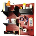 Wall Control Craft Center Pegboard Organizer Kit; Red Tool Board and Black Accessories