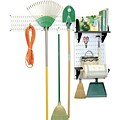 Wall Control Garden Tool Storage Organizer Pegboard Kit, White Tool Board and Black Accessories