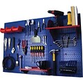 Wall Control 4 Metal Pegboard Standard Workbench Kit, Blue Tool Board and Red Accessories