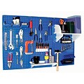 Wall Control 4 Metal Pegboard Standard Workbench Kit, Blue Tool Board and White Accessories