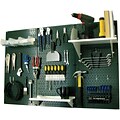 Wall Control 4 Metal Pegboard Standard Workbench Kit, Green Tool Board and White Accessories