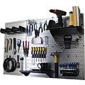 Wall Control 4 Metal Pegboard Standard Workbench Kit, Galvanized Tool Board and Black Accessories