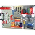 Wall Control 4 Metal Pegboard Standard Workbench Kit, Galvanized Tool Board and Red Accessories