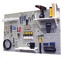 Wall Control 4 Metal Pegboard Standard Workbench Kit, Gray Tool Board and White Accessories