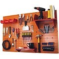 Wall Control 4 Metal Pegboard Standard Workbench Kit, Orange Tool Board and Red Accessories