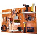 Wall Control 4 Metal Pegboard Standard Workbench Kit, Orange Tool Board and White Accessories