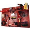 Wall Control 4 Metal Pegboard Standard Workbench Kit, Red Tool Board and Red Accessories