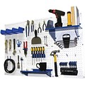 Wall Control 4 Metal Pegboard Standard Workbench Kit, White Tool Board and Blue Accessories