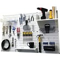 Wall Control 4 Metal Pegboard Standard Workbench Kit, White Tool Board and White Accessories