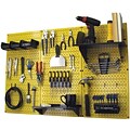 Wall Control 4 Metal Pegboard Standard Workbench Kit, Yellow Tool Board and Black Accessories
