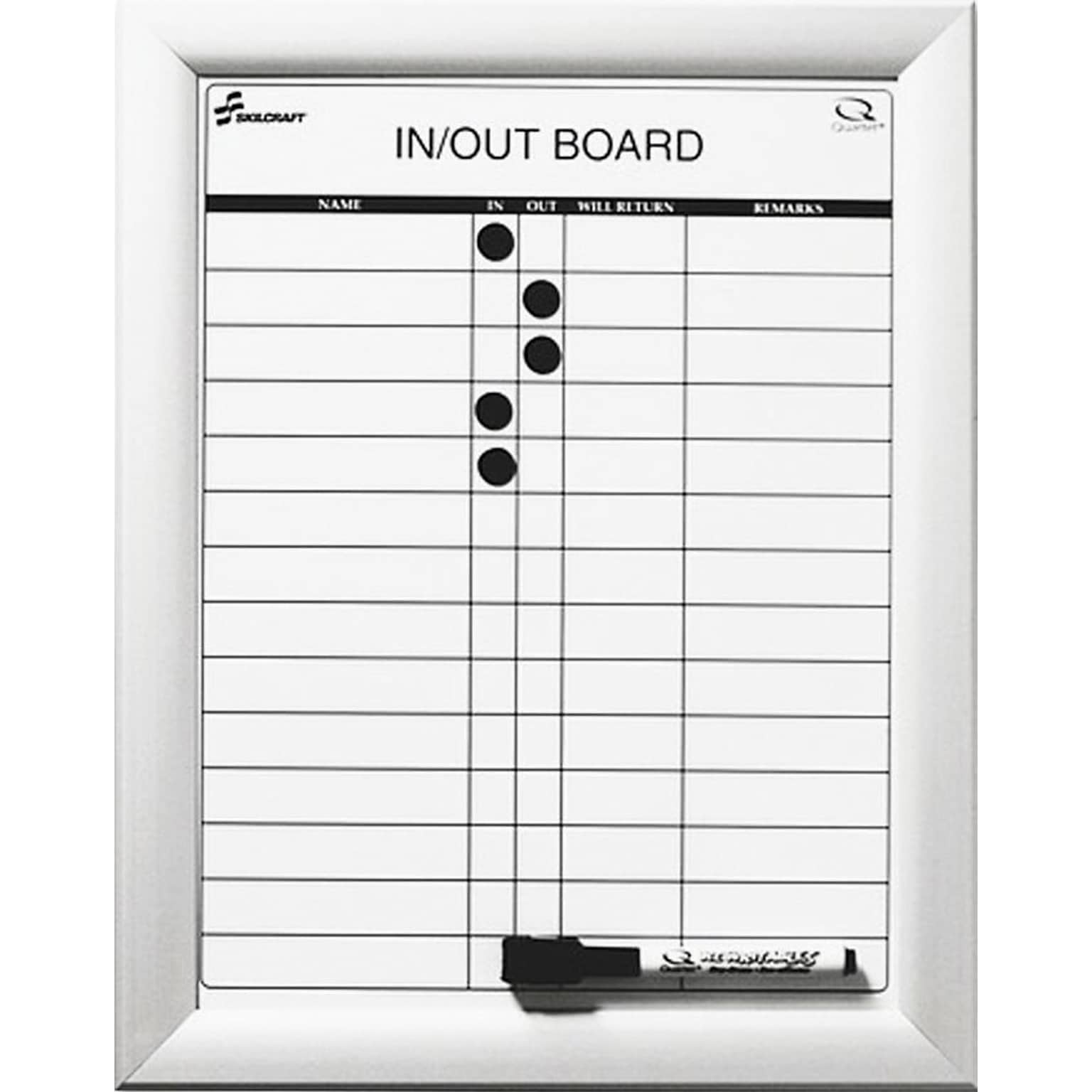 AbilityOne Skilcraft In-Out Dry Erase Board, Aluminum Frame, 11 x 14 (NIB014845261)