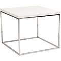 Euro Style™ Teresa 24 Square Wood/Stainless Steel Side Table; White