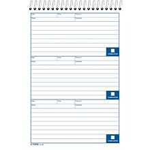 TOPS® Voice Mail Log Book, Ruled, 1-Part, 9 x 6, White (44196)