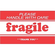Decker Tape Fragile/Please Handle with Care/Thank You Label, 2 x 3, 500/Roll (DL1271B)