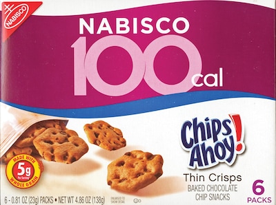 Chips Ahoy® 100-Calorie Pack Thin Crisps, .81 oz. Bags, 6 Bags/BX