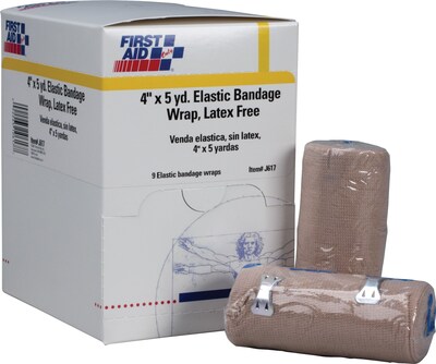 First Aid Only  4 x 5yd Elastic Bandage Wrap with Fasteners, 9/box (5-903/J617)